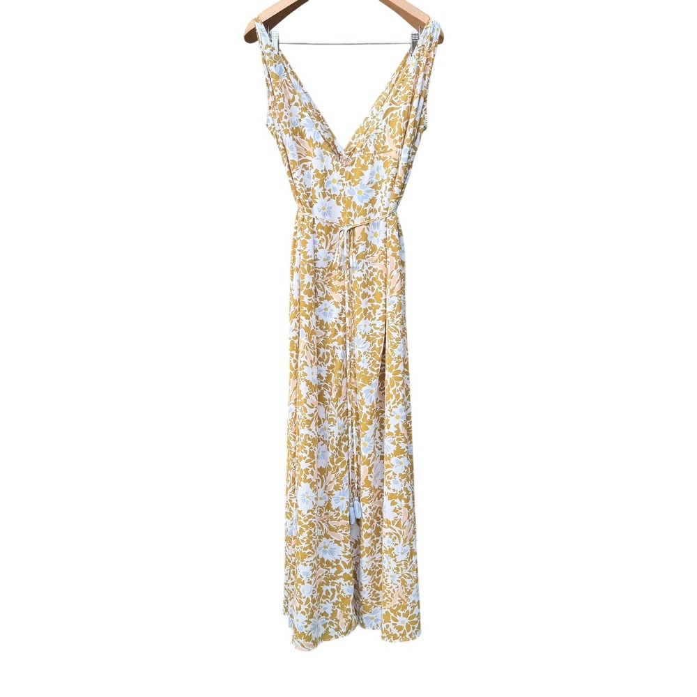 Show Me Your Mumu Floral Maxi Dress Womens M Yellow Blue Tassel Tie Boho Summer - Picture 4 of 12